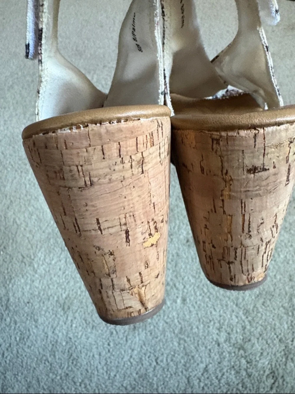Floral Knot Cork Wedge Sandals - White Floral
